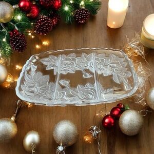 Mikasa Satin Rose divided relish / appetizer platter / tray Excellent condition